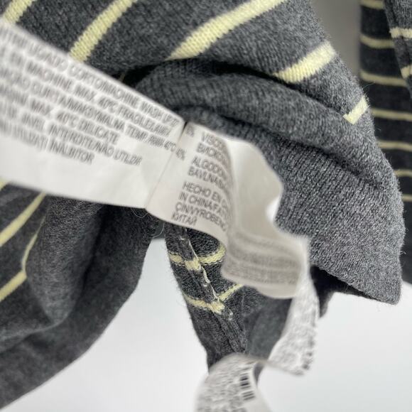 Zara Man Cotton Gray Yellow Stripe Sweater Large - Picture 4 of 5